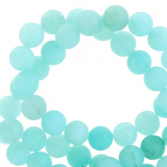 Pierres semi-précieuses 8mm rond mat Bleu tropicale