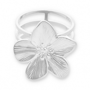 Anneau pour foulard en acier Inox fleur Argenté