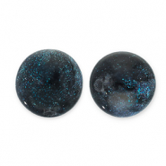 Perles acryliques avec pailletes 6 mm Noir-turquoise