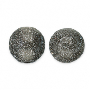 Perles acryliques avec pailletes 12 mm Noir-argent&eacute;