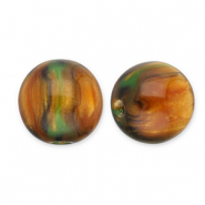 Perles en résine avec pailletes 12mm Orange brûlée-doré-vert