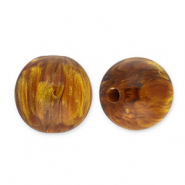Perles en résine avec pailletes 14mm Marron topaze-doré