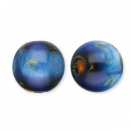 Perles en résine avec pailletes 14mm Bleu-doré