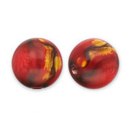 Perles en résine avec pailletes 14mm Rouge-doré