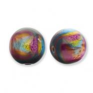 Perles en résine avec pailletes 14mm Violet-bleu-doré