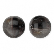Perles acryliques 12 mm rond Gris foncé-blanc