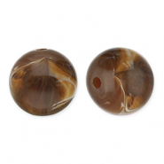 Perles acryliques 12 mm rond Marron foncé-blanc