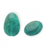 Perles acryliques en forme d'œuf Vert sarcelle-blanc