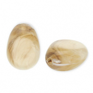 Perles acryliques en forme d'œuf Beige marron-blanc