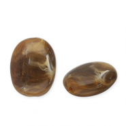 Perles acryliques ovale Marron foncé-blanc