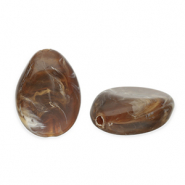 Perles acryliques goutte Marron foncé-blanc