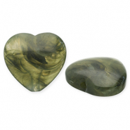 Perles acryliques cœur Vert olive