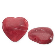 Perles acryliques cœur Rouge-blanc