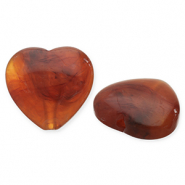 Perles acryliques cœur Marron orange