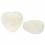 Perles acryliques cœur Blanc cassé-blanc