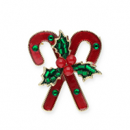Broches sucres d'orge avec décoration de Noël Doré-rouge-vert