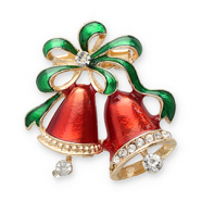 Broches cloches de Noël Doré-rouge-vert