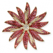 Broches accroche-regard avec anneau fleur Doré-rose-transparent