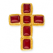 Broches accroche-regard croix Doré-rouge