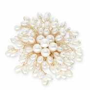 Broches accroche-regard avec perles Doré-blanc
