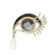 Broches accroche-regard avec anneau œil avec larme Doré-noir-blanc-transparent