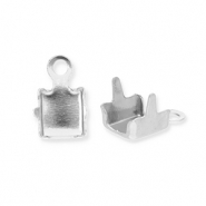 Apprêts en acier inox embout pour chaîne strass 2mm Argenté