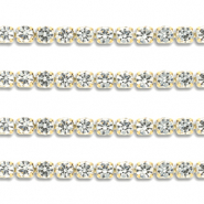 Chaîne strass en acier Inox 3mm Doré-cristal