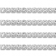 Chaîne strass en acier Inox 2mm Argenté-cristal