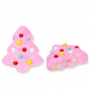 Perles en verre sapin de No&euml;l Rose n&eacute;on-multicolore