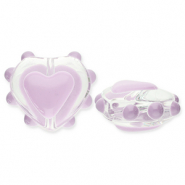 Perles en verre c&oelig;ur Transparent-lilas