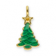 Breloques en acier Inox sapin de Noël Doré-vert