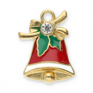 Breloques en acier Inox cloche de Noël Doré-rouge-vert-blanc