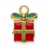Breloques en acier Inox cadeau de Noël Doré-rouge-vert