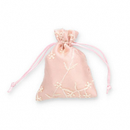Sachet à bijoux en organza fleur Rose vintage-blanc cassé