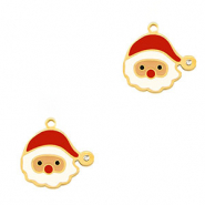 Breloques en acier Inox P&egrave;re No&euml;l Dor&eacute;-rouge