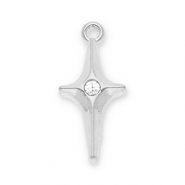 Breloques en acier Inox étoile avec strass Argenté-transparent