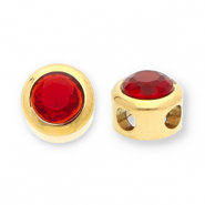 Perles en acier Inox disque Heishi avec strass Doré-rouge