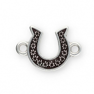 Breloques en métal DQ connecteur fer à cheval Argenté antique-marron foncé (sans nickel)
