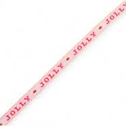 BY31® Ruban texte "Jolly" Rose clair-rouge-vert menthe-doré