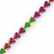 Perles hématites cœur Violet-vert-AB coating