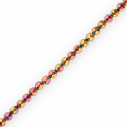 Perles hématites facettées rond 6mm Rose-jaune-AB coating