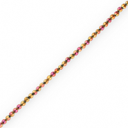 Perles hématites facettées rond 4mm Rose-jaune-AB coating