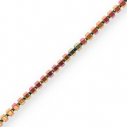 Perles hématites hexagone Rose-jaune-AB coating