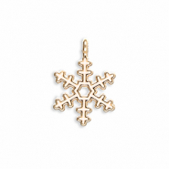 Breloques en m&eacute;tal flocon de neige Dor&eacute;-blanc