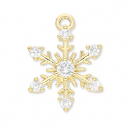 Métal TQ laiton breloques flocon de neige Doré-transparent