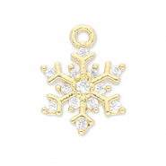 Métal TQ laiton breloques flocon de neige Doré-transparent