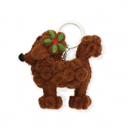 Porte-cl&eacute;s feutrine tendance caniche Marron