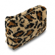 BY31® Trousse en peluche avec imprimé léopard Marron clair-marron-noir