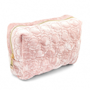 BY31® Trousse en velours avec des cercles cousus Rose clair