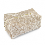 BY31® Trousse en velours avec des cercles cousus Beige